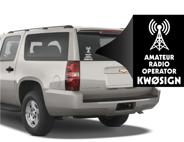 Callsign Amateur Radio Operator Antenna Window Decal - Click Image to Close