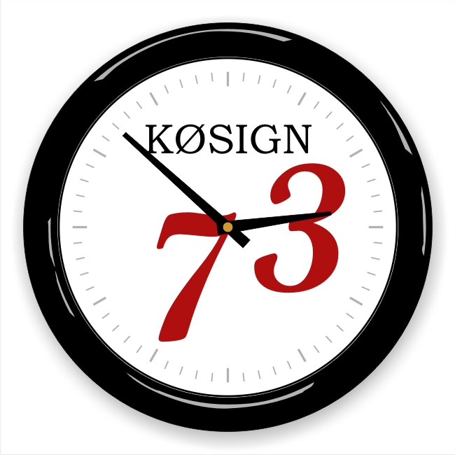 73 Wall Clock with Callsign Red