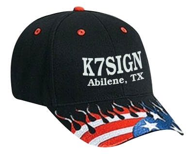 Callsign Cap with US Flag Flames - Click Image to Close