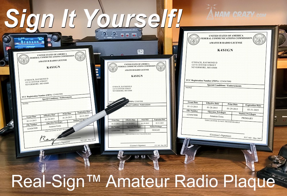 Black Real-Sign™ FCC Amateur Radio License Plaque