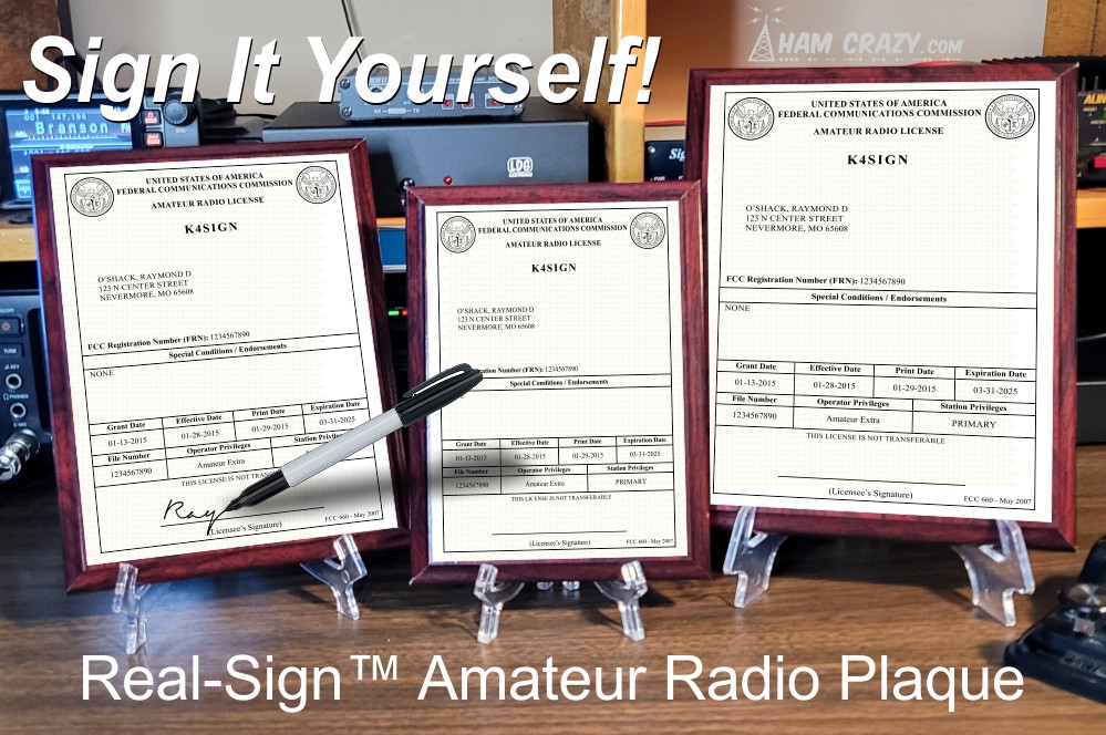 Redwood Real-Sign™ FCC Amateur Radio License Plaque