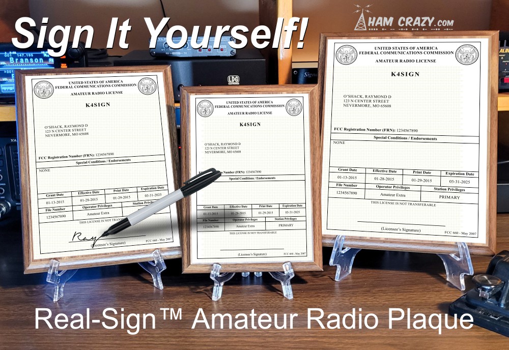 Walnut Real-Sign™ FCC Amateur Radio License Plaque