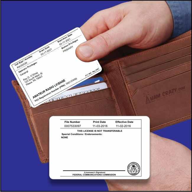 FCC Amateur Radio License Reference Copy Card