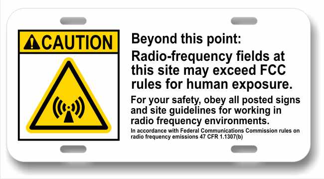 RF Warning Sign - 12 X 6 Inches Aluminum