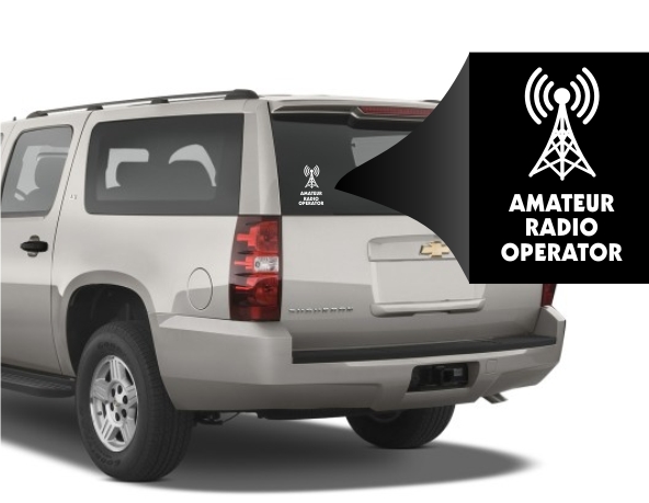 Amateur Radio Operator Antenna Window Decal - Click Image to Close