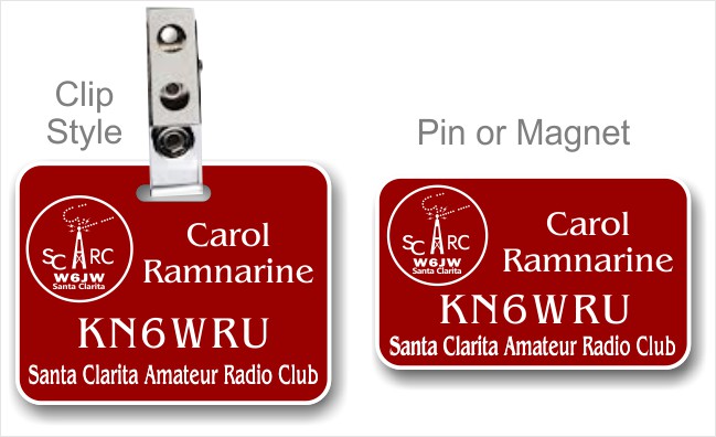 Santa Clarita Call Sign Name Badge - Click Image to Close