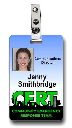 Vertical CERT Community Emergency Response Team PHOTO ID Badge - Click Image to Close