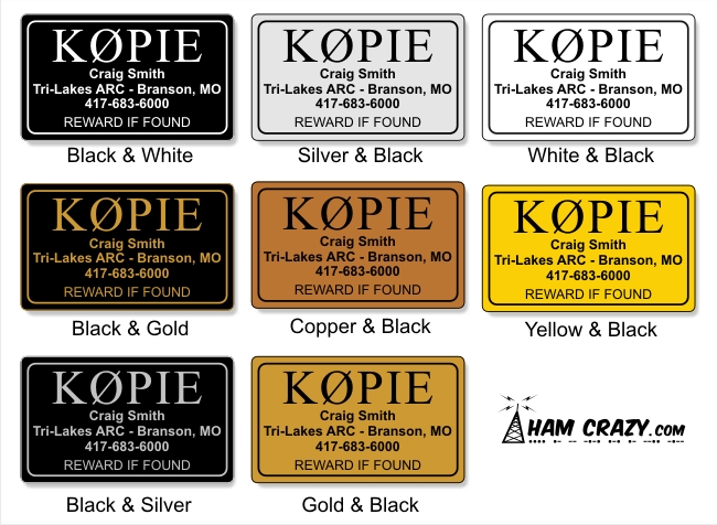 Standard Callsign Faceplate for Apache 4800 Hard Case