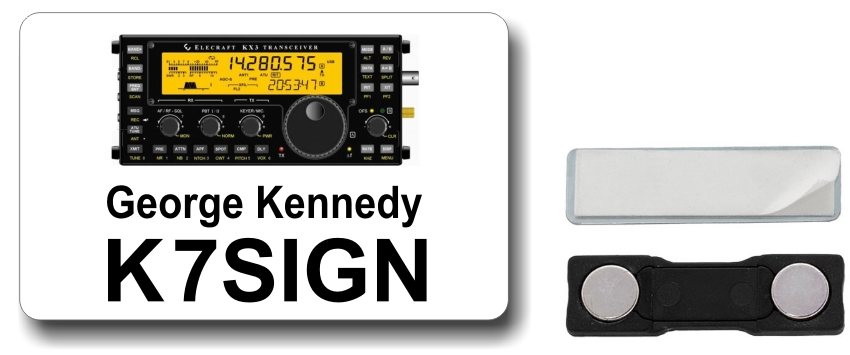 Elecraft KX-3 Ham Radio Callsign Name Badge - Click Image to Close