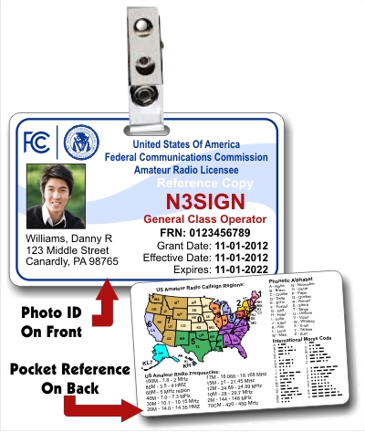 FCC Amateur Radio License Photo ID Card with Clip - Click Image to Close