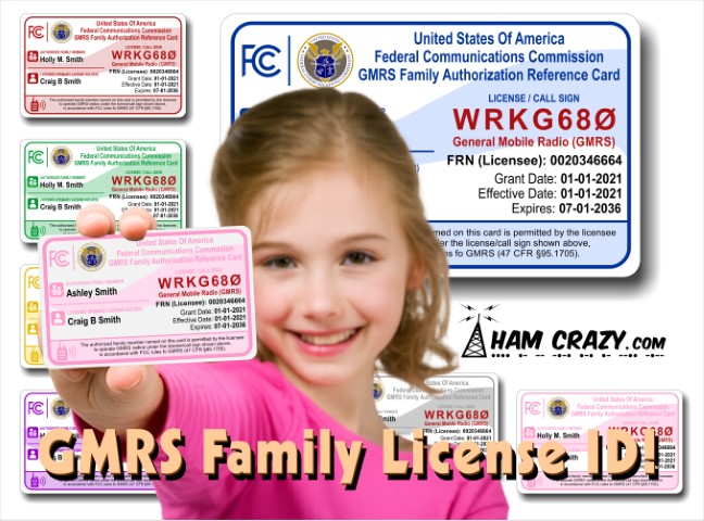GMRS Family Authorization ID Card General Mobiel Radio Service