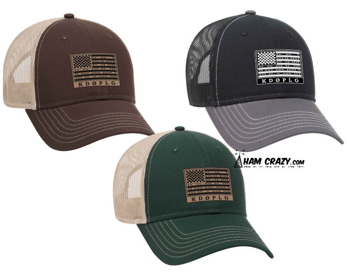 US Flag Leather-look Patch Hat with Callsign - Click Image to Close