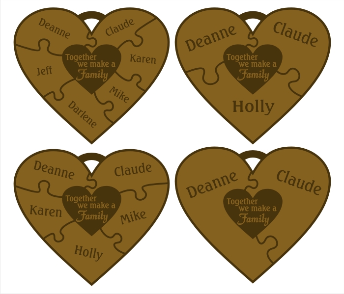 Family Heart Puzzle Christmas Onrament - Alder Wood - Click Image to Close