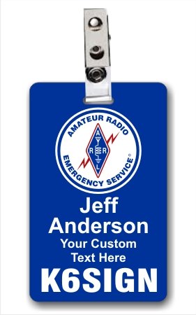 Callsign ARES Logo Vertical ID Badge Blue