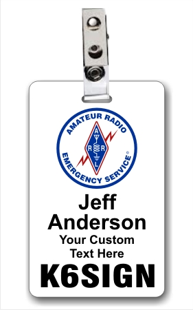 Callsign ARES Logo Vertical ID Badge White