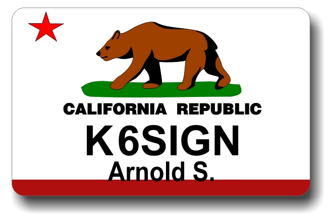 Callsign ID Badge with California State Flag - Click Image to Close