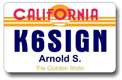 Callsign ID Badge with California License - Click Image to Close