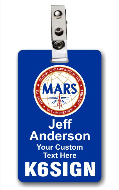 Callsign MARS Vertical ID Badge Blue - Click Image to Close
