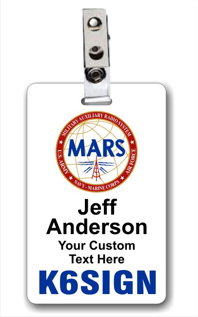 Callsign MARS Vertical ID Badge White - Click Image to Close