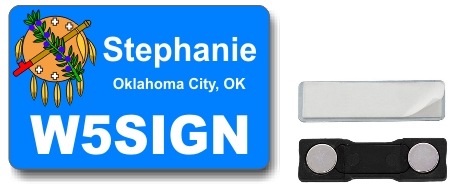 Callsign ID Badge with Oklahoma Flag - Click Image to Close