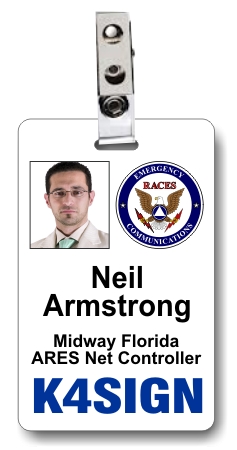 HAM Radio RACES Callsign Photo ID Badge White Vertical