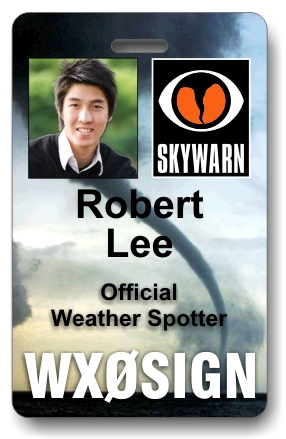 Callsign Skywarn Photo ID Badge with Tornado - Click Image to Close