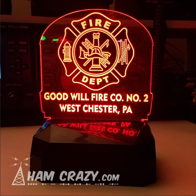 Lighted Fire Insignia Logo & Info Display - LED - Click Image to Close