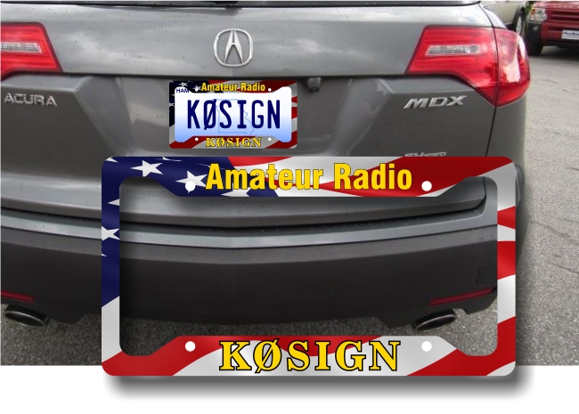 Callsign License Plate Frame - American Flag - Click Image to Close