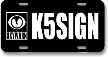 Skywarn Ham Radio Callsign License Plate