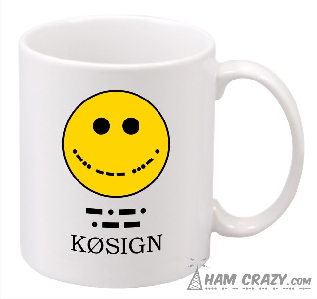 I Love CW Smiley Face Callsign Coffee Mug - Click Image to Close