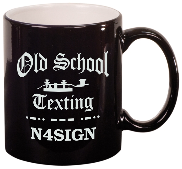 Old School Texting Coffee Mug (Round) - Click Image to Close