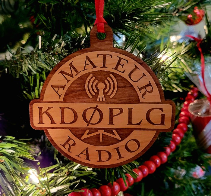 Alder Wood Christmas Ornament with Call Sign - Click Image to Close