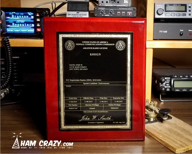 Piano Finish FCC Amateur Radio License Plaques - Click Image to Close