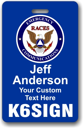 HAM Radio RACES Callsign Name Badge Blue - Click Image to Close