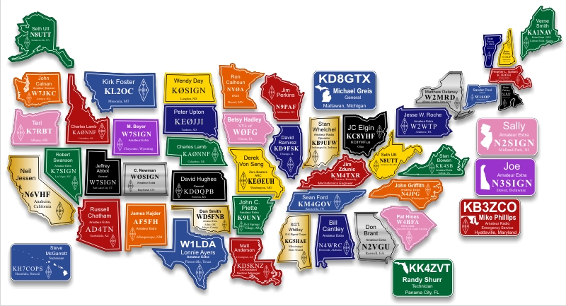 State Shaped HAM Radio Callsign ID Badges