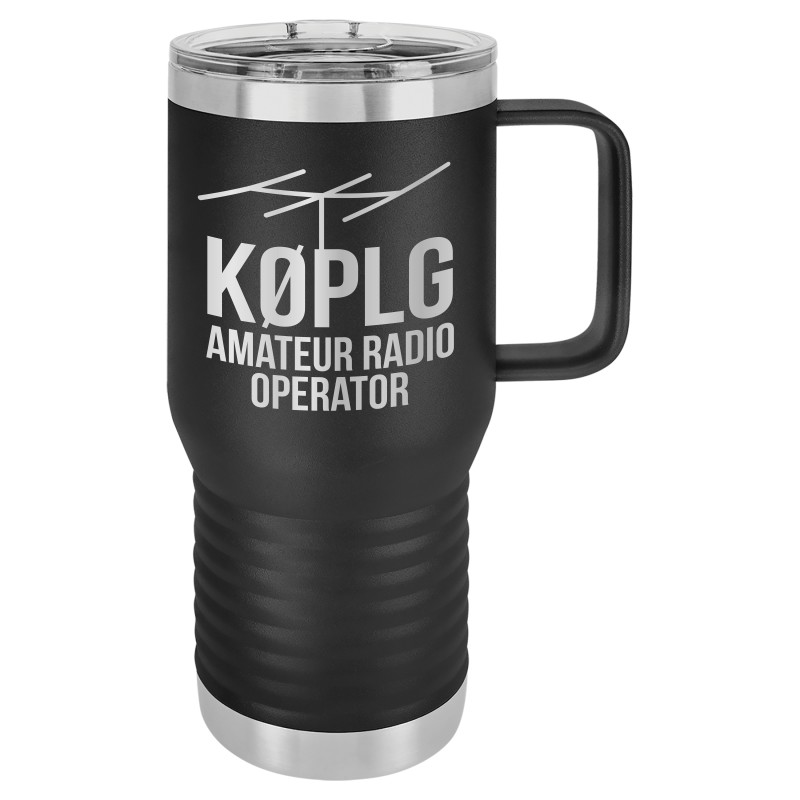 Ham Radio Call Sign 20oz Travel Mug with Beam