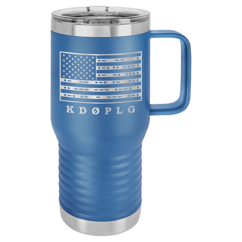 Ham Radio Call Sign 20oz Travel Mug with Morse Code Flag - Click Image to Close