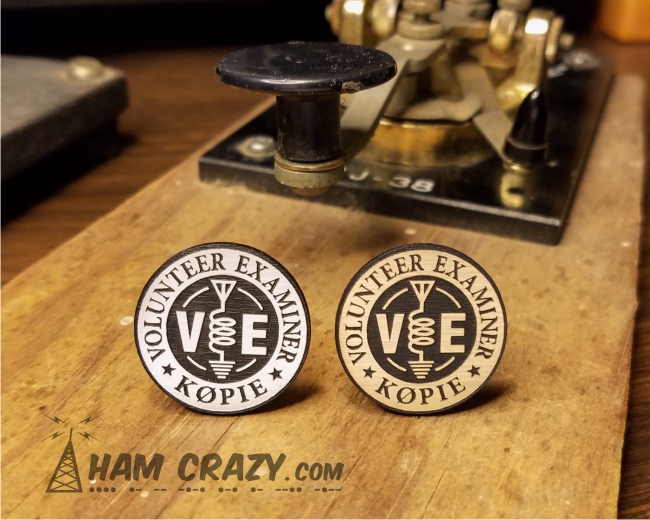 VE Volunteer Examiner Hat Pin with Callsign -PAIR- Amateur Radio